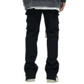 Unisex Custom Men Jogger Cargo Pants with Bottom Zip Flare Casual Mid Waist Street Wear Bottoms Hip Hop Style Plain Dyed Pockets
