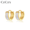 CZCITY Trendy S925 Earing Fashion Vintage Women's Woman Fashionable Wire Hoop for Shell Earring Gold