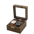 New Square Sustainable 2-Slot Retro Dark Walnut Grain Color Antique Wooden Watch Jewelry Box Case
