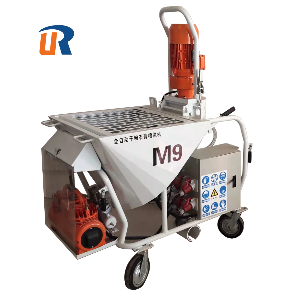Ucarry High Efficiency Wall Dry Plaster Spray Applicator with Pump & Motor for Gypsum and Cement Mortar 100L Hopper MegaBDM