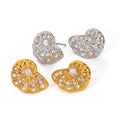 J&D Anti-Tarnish Stainless Steel Pave Sea Snail Conch Whelk Trumpet Shell Stud Earrings for Women