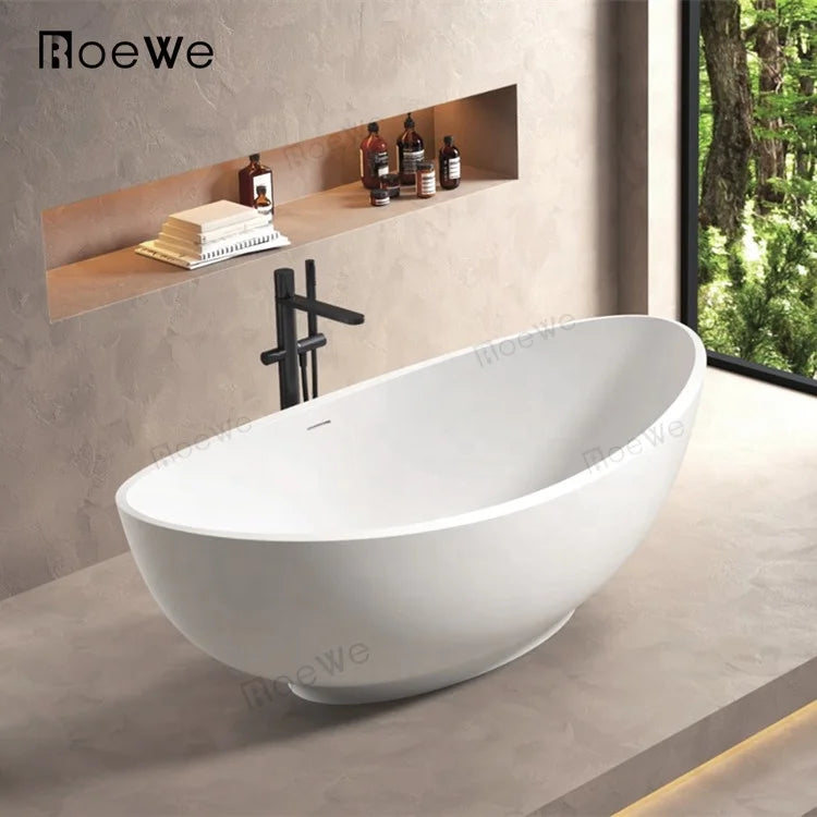 Freestanding Composite Tub Cast Stone Resin Bathtubs Modern Bathroom Artificial Stone Surface Bathtub