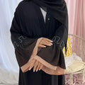 2023 Luxury Open Abaya for Women Rhinestone Kaftan Elegant Black Dress for Spring Summer for Eid Ramadan Traditional Muslim