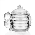 Aeofa Retro Transparent Bear Glass Storage Jar Honey Jar with Lid 220ml Honey Pot Glass