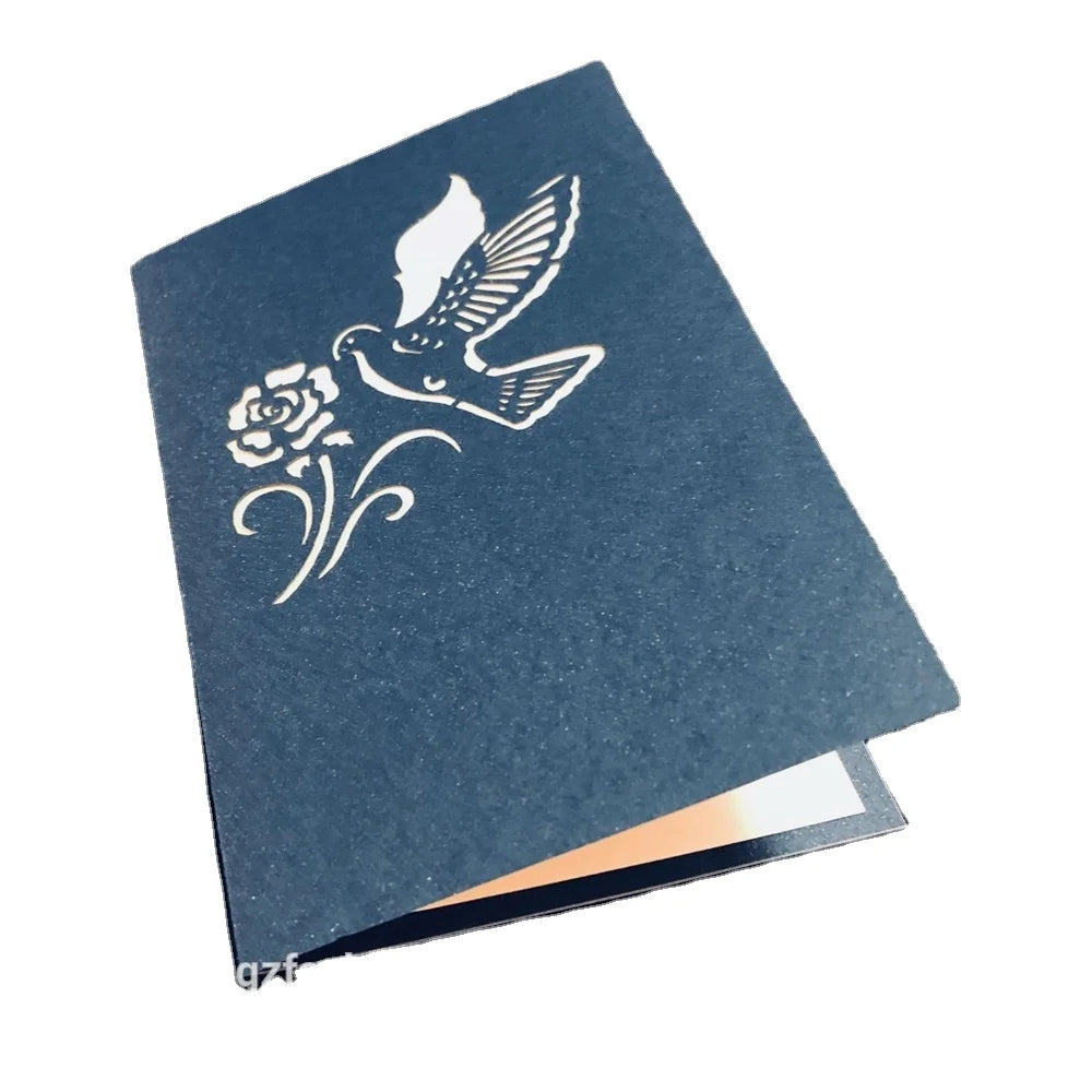 3D Laser Cut Birdie Pop Up Invitation Card and Customized Laser Cut Valentine's Day Greeting Card