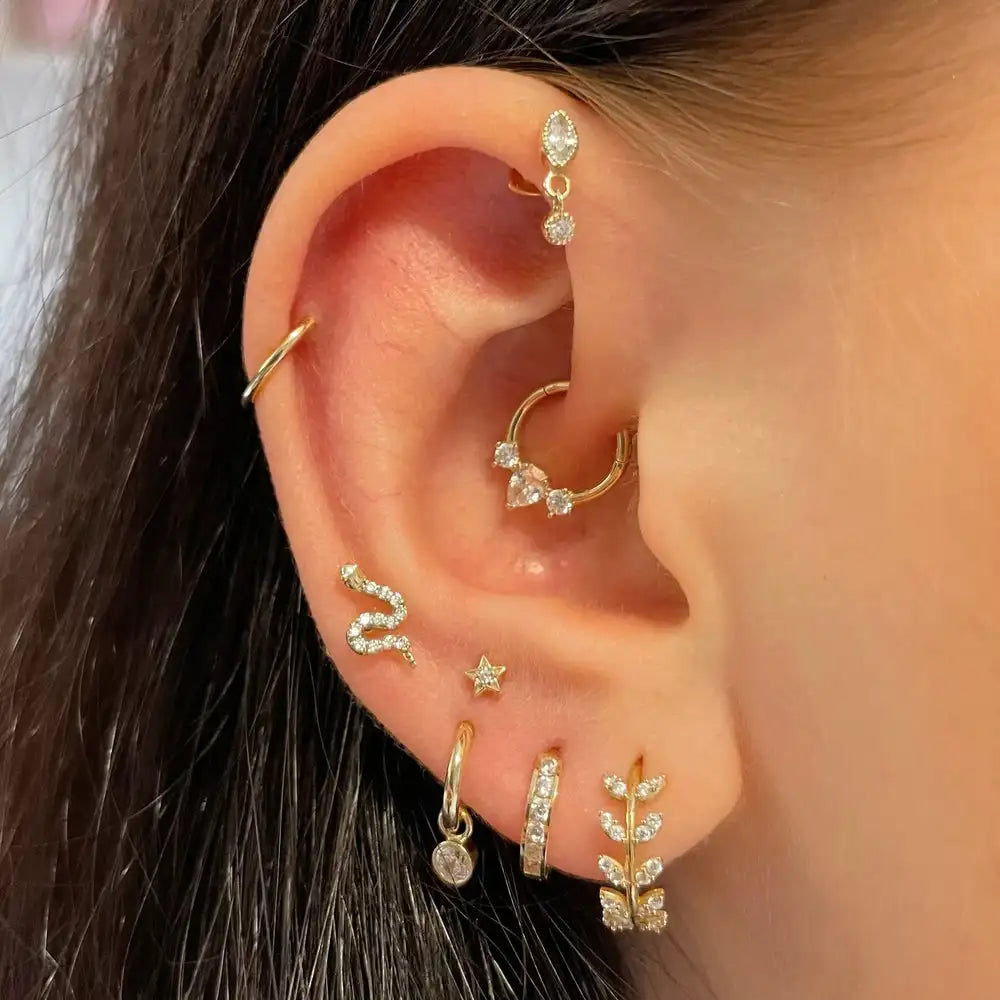1PC Piercing Cartilage Flat Helix Stud Earrings Women Trend Gold Color Zircon Nose Tragus Ear Ring Earings Fashion Body Jewelry