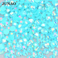 JUNAO Wholesale 2mm 3mm 4mm 5mm 6mm Jelly Blue Zircon AB Crystal Stones Flatback Round Resin Rhinestones for DIY Crafts