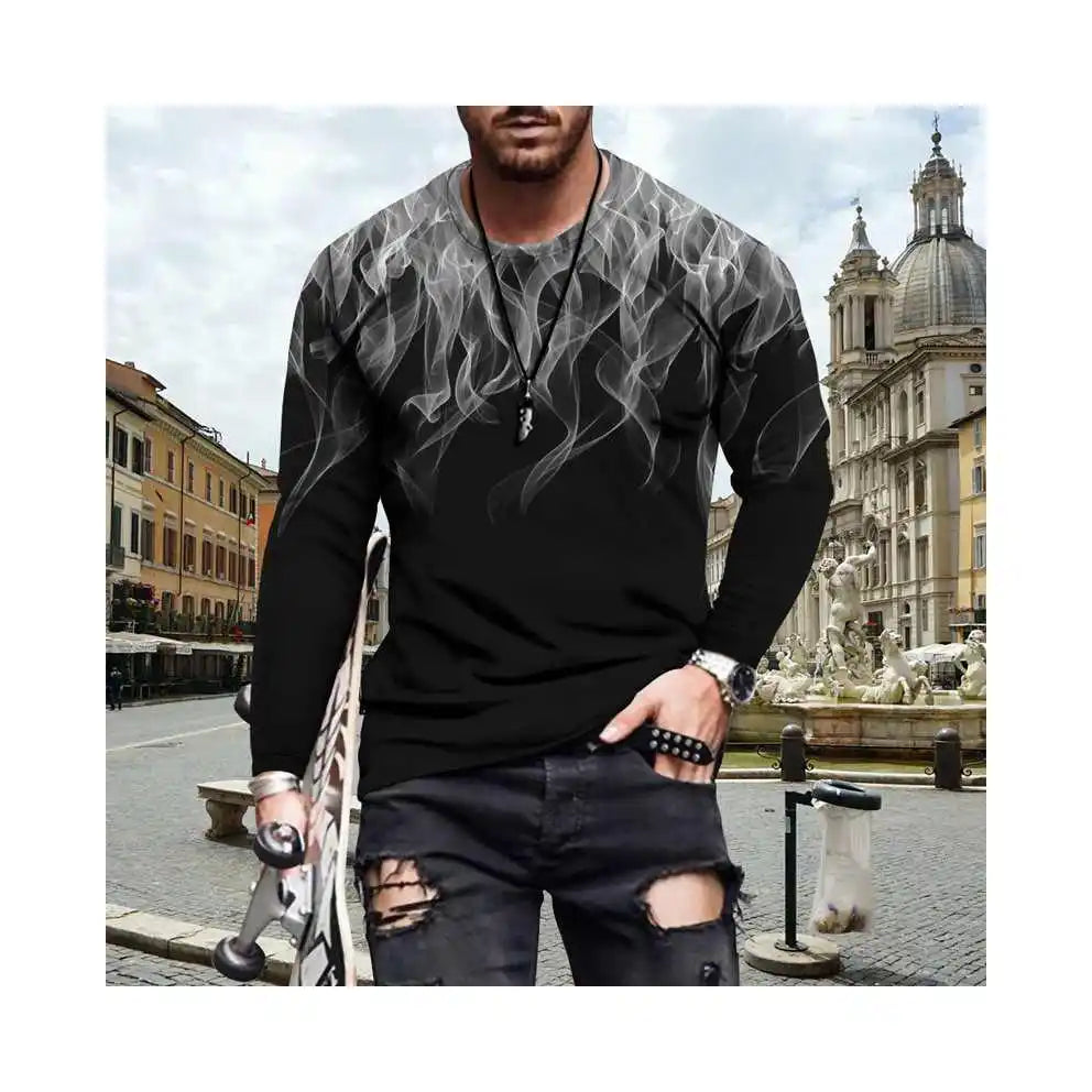 Custom Design Men's Long Sleeve T-Shirts Economical Popular Mens Dress with Embroidered Logo Digital Printing