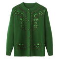 Wholesale Jacket Female Knitted Embroidery and Sequined Cardigan Middle-aged and Elderly Mothers Knit Sweater