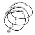 Custom Wholesale Cheap Adjustable Handmade Black Rope Sun Moon Bracelet Set Jewelry Gift for Women