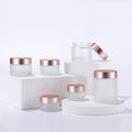 Wholesale Skincare Storage Bottle Cosmetic Packaging 20g 30g 50g Empty Frosted Rose Gold Cover Cosmetic Glass Jars