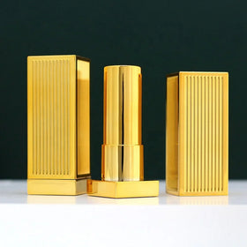 LZ Pack Stock 100pcs 2021 Newest Metallic Luxury Lipstick Container Square 12.1mm Gold Silver Custom Lipstick Tube