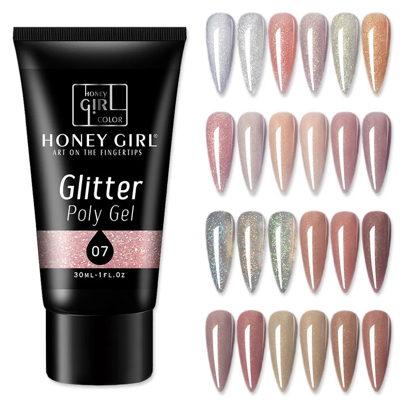 HONEY GIRL Custom Logo Nail Extensions Long Lasting 30ml OEM UV Gel Acrylic Poly Gel Private Label