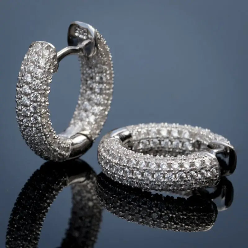 CAOSHI Luxury Cubic Zirconia Round Circle Earring Fashion Jewelry Wholesale Sport Style Hoop Earrings for Men Women