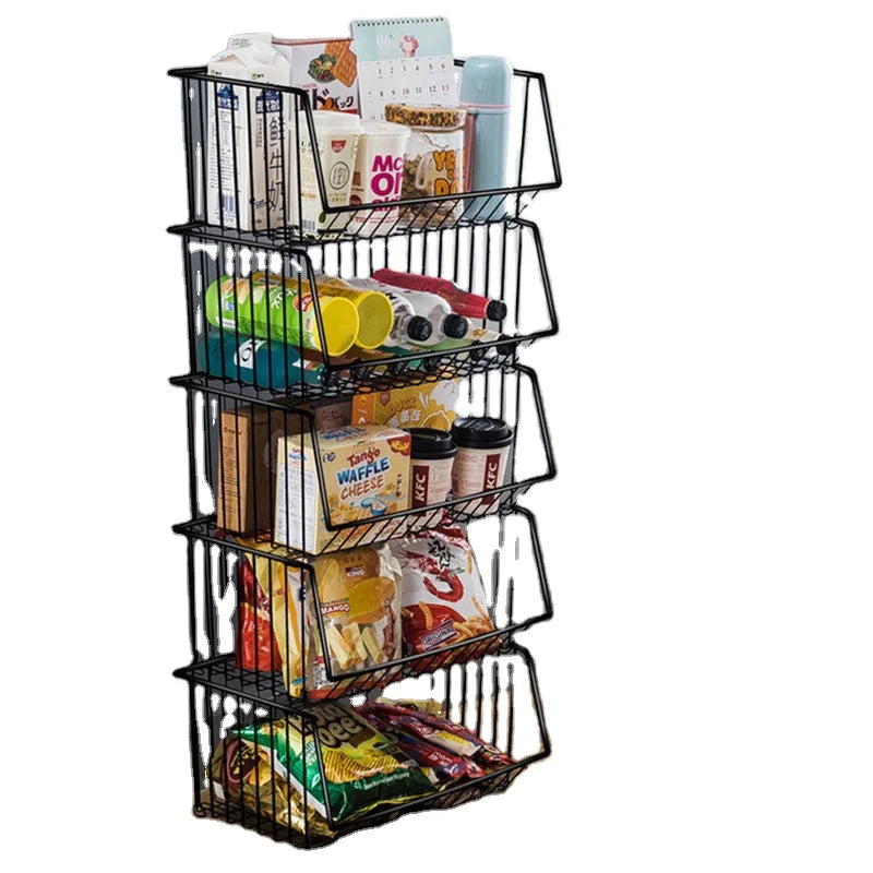 Household Kitchen Storage Racks Multi-layer Floor-standing Metal Eco-Friendly Fruit and Vegetable Baskets