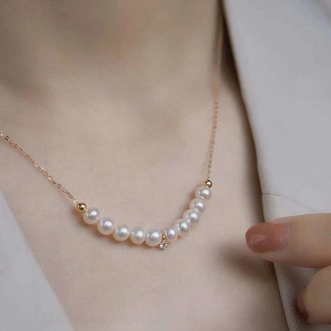 Smiling Face Pendant Necklace 5-6MM AAAA Grade Freshwater Pearl Silver/Gold Plated Vintage Style Women's Wedding Gift Jewelry