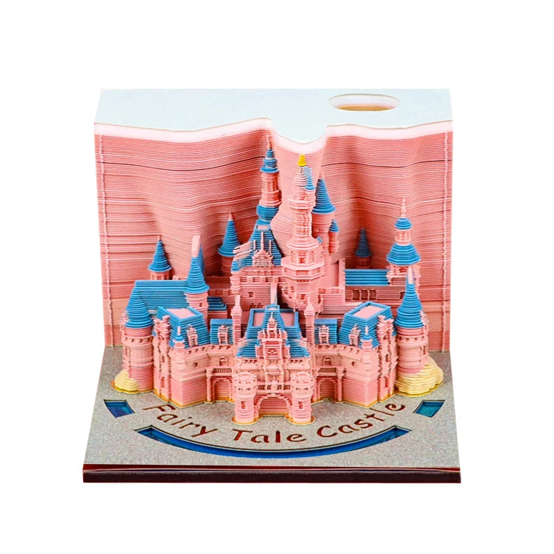 3D Memo Pad Calendar Dream Fairy Tale Castle Notepad Desk Decoration Paper Cut Bookmark Stationery Birthday Luxury Gift for Girl