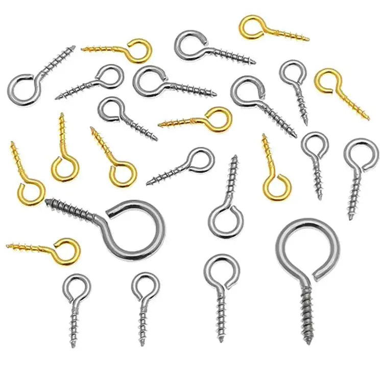 Gold Plated Stainless Steel Eye Pins Hooks Mini Tiny Eyelets Screw Threaded Clasps for DIY Jewelry Making