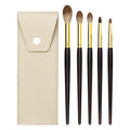Hot Sale Ebony Handle Makeup Brush Goat Hair Professional Pair Woman Travel Portable Eyeliner Brush  Blend Brush Storage Bag
