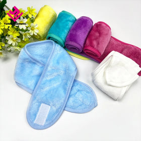 Facial Flannel Spa Headband Makeup Shower Bath Wrap Sport Headband Adjustable Stretch Towel With Magic Tape