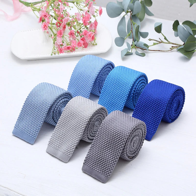 5cm Knit Skinny Tie Colorful Solid Slim Neck Ties