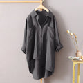 5XL New Women's Casual Solid Shirt Spring Autumn Cotton Long Cardigan Double Pocket Long Sleeve Top 8 Color 8 Size
