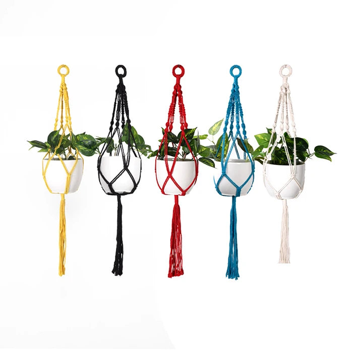 Handmade DIY Woven Cotton Rope Hanger for Indoor Outdoor Decor Dropshipping Different Sizes Pot Hanging Net Bag for Planters