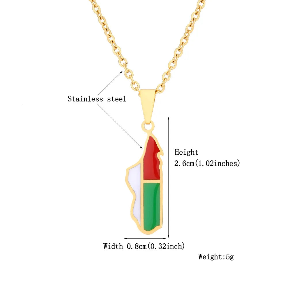 BINSHUO Wholesale Custom Stainless Steel Jewelry Drop Oil Letter Madagascar Nation Flag Map Men Pendant Charm Necklace for Women
