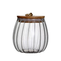 Borosilicate Glass Storage Jar With Bamboo Lid Pumpkin  Shaped Glass Storage Jar for Glass Spice Candy Jar With Wooden Lid