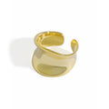 High Polished 925 Sterling Silver Concave Cuff Band Ring Open Adjustable Wide Concave High Polished Fashion Ring