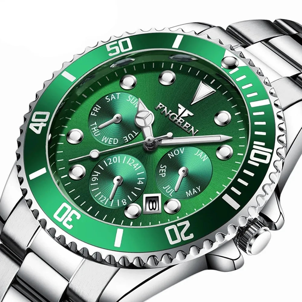 FNGEEN 8080 Watch for Men Stainless Steel Waterproof Wristwatch Sport Luminous Clock Business Mens Quartz Watches Relojes Hombre