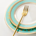 Custom Logo Vintage Ceramic Green Charger Plates 10.5inch Wedding Dinner Serving Dishes Elegant Dinnerware Sets