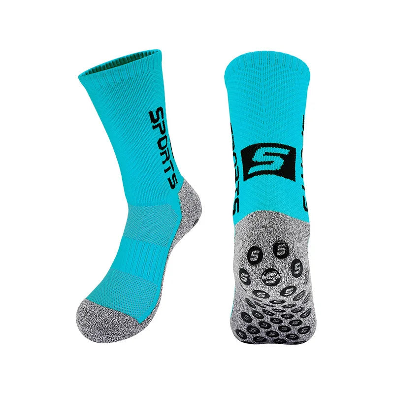 Adult Knitted Basketball Gripper Anti Slip Sport Socks Custom logo Upgraded Professional Soccer Football Athletic Sock