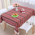 Factory Direct Sales Red Bohemian Style Fashion Flower Kitchen Home Decor Cotton Linen Table Cloth