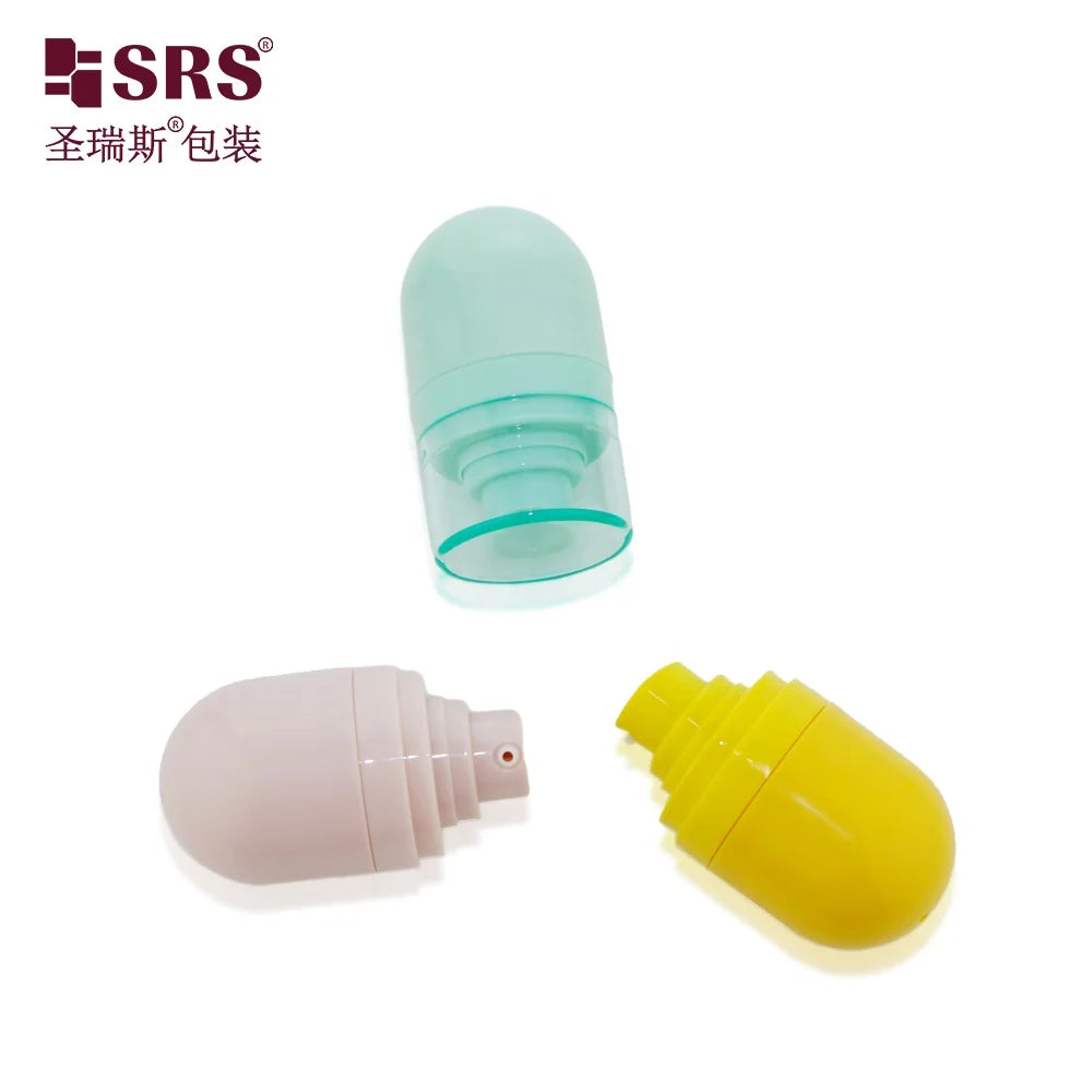 B001-15ML 30ML 50ML Pastel Round Bottom Empety ABS Plastic Glossy Airless Pump Bottle Inverted Design for Skincare Packaging