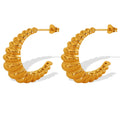 Hot Sale Stainless Steel Stripes Croissant CC Hoop Earrings Twisted Stud Earrings for Woman Non Tarnish