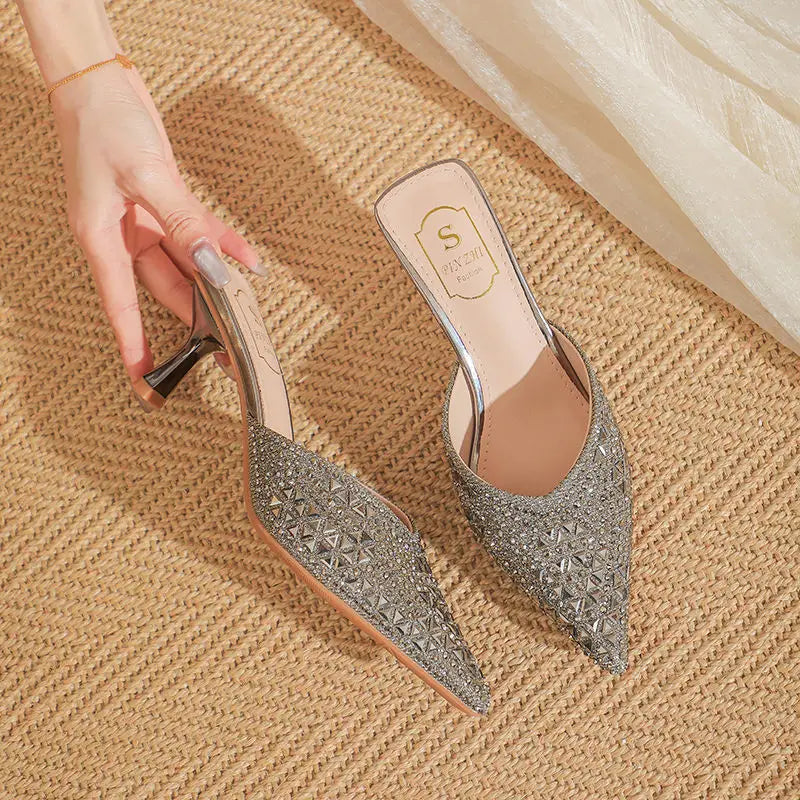 Soft Soles Do Not Tiring Feet High-end Stiletto Heels Women's New Toe slippers Women's Summer Wears Plus-size Women's Shoes