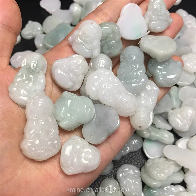 Certified Grade a Burmese Jade a Material Guanyin Buddha Craft DIY Small Accessories Factory Wholesale