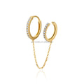 Pure Gold Earrings Non Pierced Cuff Earring Clip Micro-Set Zircon Double Ear Buckle