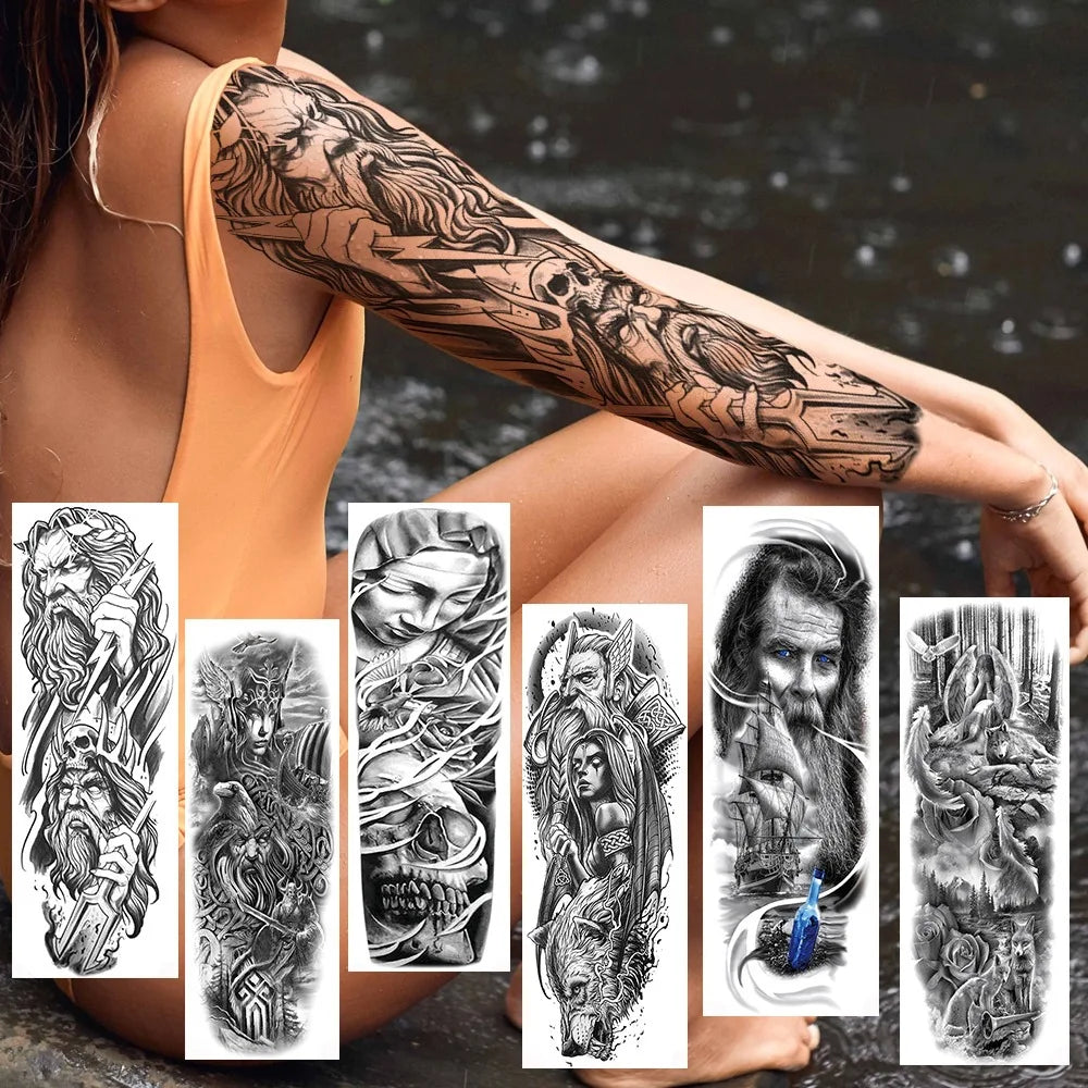 Male Custom Cheap Price Temporary Tattoo Full Arm Large Fashion Tattoo Sticker for Adult