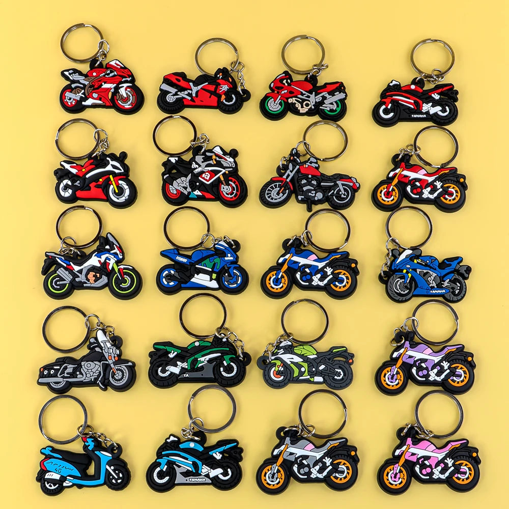 Trending Car Keychain Motorcycle Boy Gift PVC Keychain with Accessories for Bulk Wholesale Rubber 3D Keychain