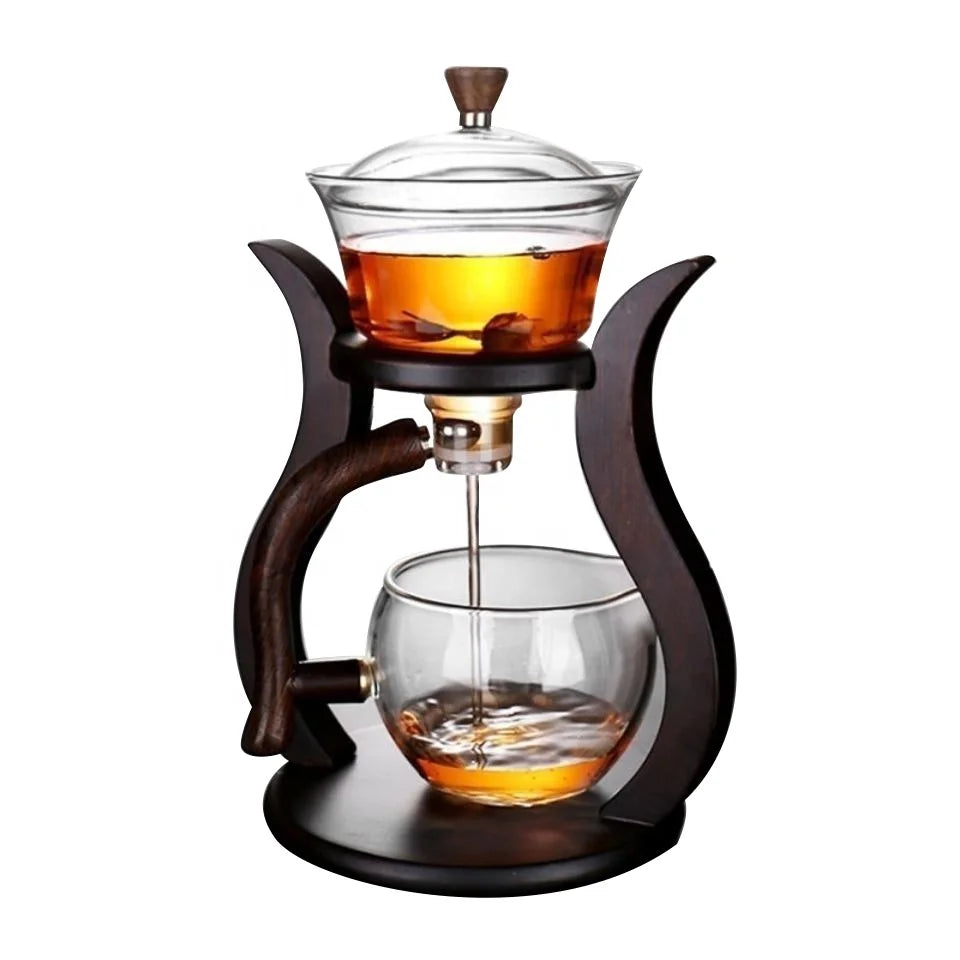 Magnetic Water Diversion Rotating Cover Bowl Lazy Handmade Mouth Blown Eco-Friendly Minimalist Transparent 600ml Semi-Automatic