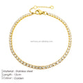 Stainless Steel 14K Gold PVD Plated 15cm Length Tennis Chain Bracelet Titanium Steel Full Zircon Paving for Gift Drop Shipping