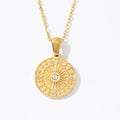 Fashion Jewelry Women's Geometric Round Shape Zircon Pendant 18K Plated 316L Stainless Steel Necklace