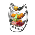 3 Tier Kitchen European Style Wrought Iron Fruit Rocking Basket Metal Mesh Hanging Detachable Vegetable Storage Basket Organize