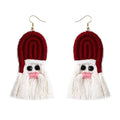 Ethnic Jewelry Handmade Long Tassel Dangle Earrings Seed Bead Santa Claus Cotton Rope Tassel Earrings for Christmas