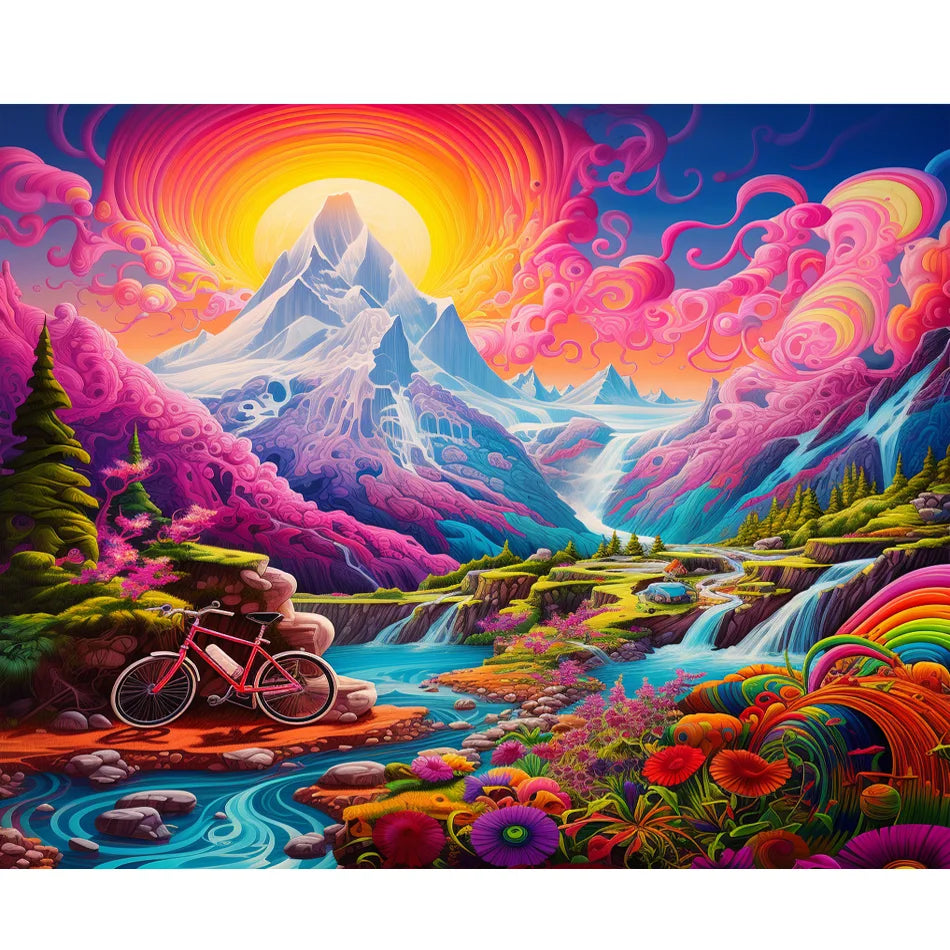 DIY Diamond Cross Stitch Landscape Handpainted 30x40cm/12x16inch Full Embroidery Colorful Mountain Unique Personalized Gift