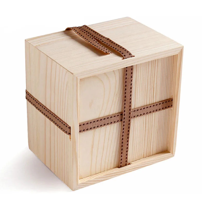 Custom Japan-Style Wooden Tea Gift Box with Multifunctional Rectangle Design for Beverages and Decorative Ribbon