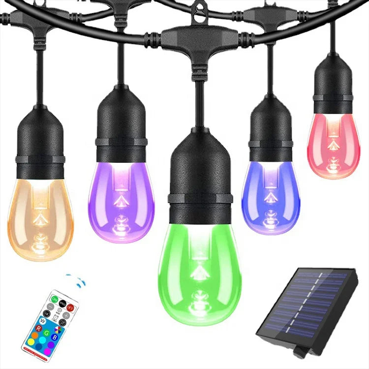 Waterproof Outdoor Solar RGB S14 String Lights Smart App Smart  Remote Control RGB Led String Light