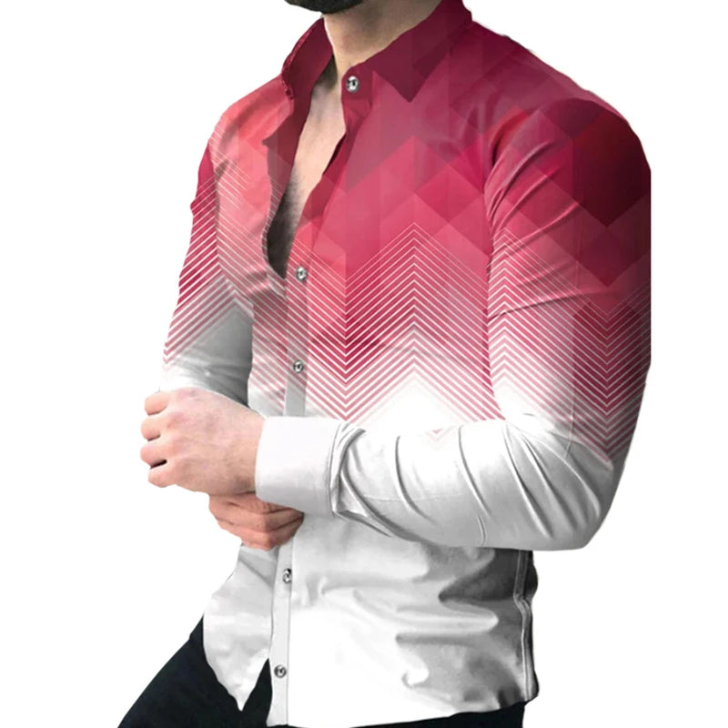 Factory Direct Sale Long Sleeve Men Dress Shirts Digital Print Plus Size Anti-Wrinkle Slim Fit Shirt for Men Summer